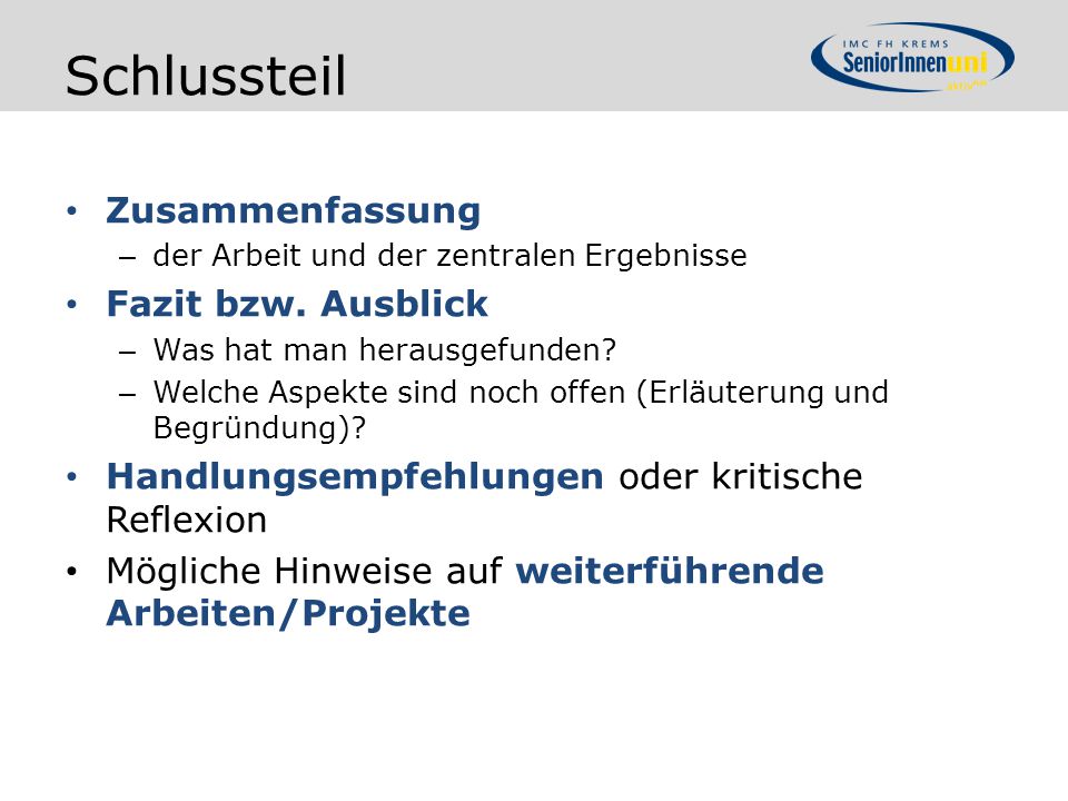 Schlussteil wissenschaftliche arbeit idee bachelorarbeit bwl
